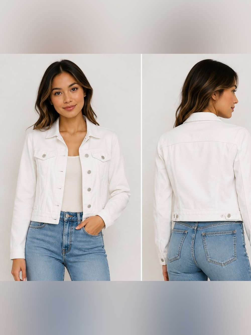 ZARA White Denim Trucker Jacket for Women